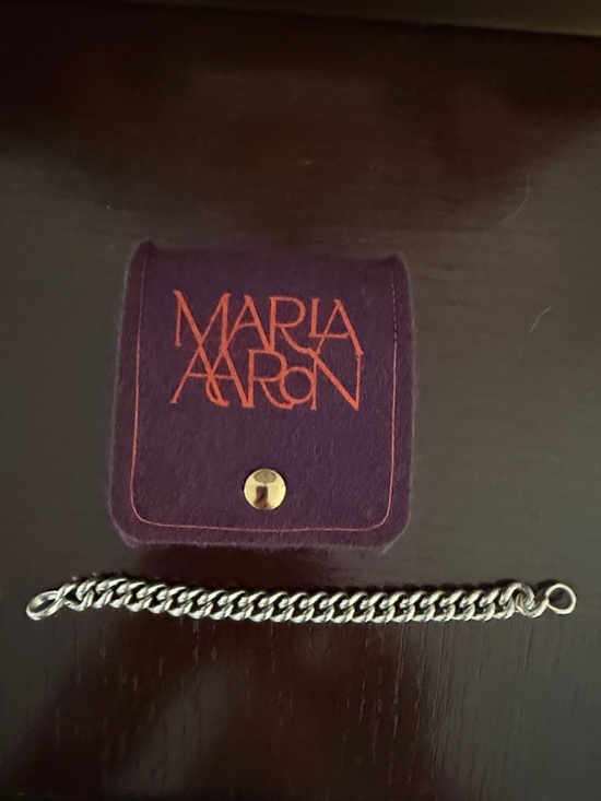 Marla Aaron Jewelry - Marla Aaron Purple Jewelry Pouch with 7”Mini Mega Silver Bracelet